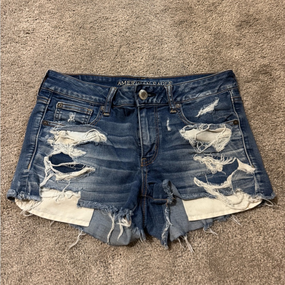 American Eagle Outfitters Ripped Blue Jean Shorts